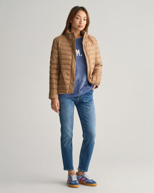 Gant Woman Light Down Jacket Warm Khaki