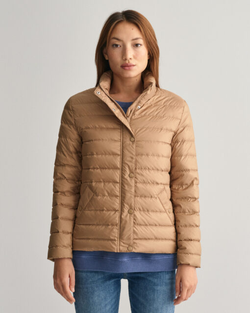 Gant Woman Light Down Jacket Warm Khaki