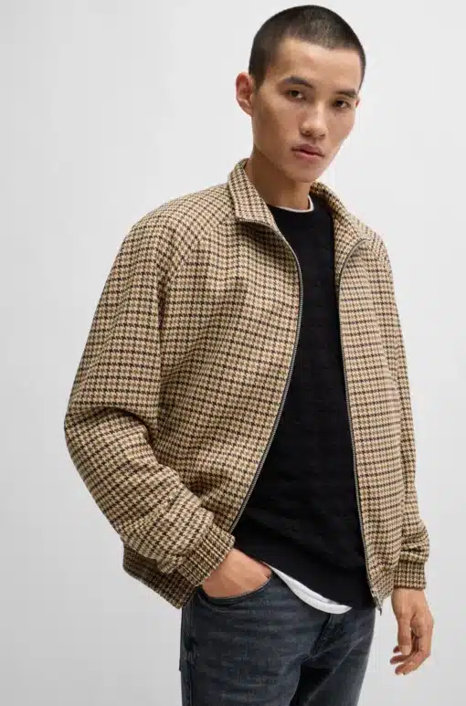 Hugo Keyn243X Houndstooth Jacket Dark Brown