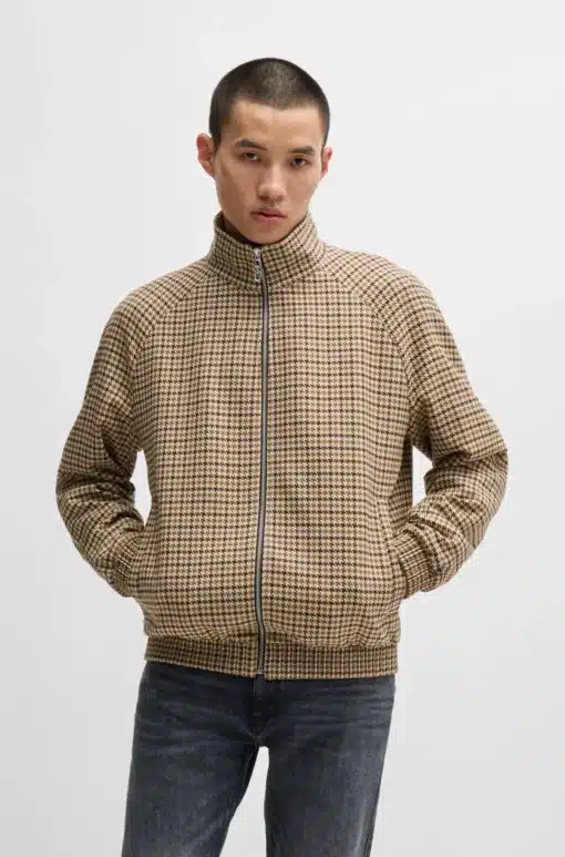 Hugo Keyn243X Houndstooth Jacket Dark Brown