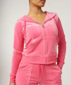 Juicy Couture Classic Velour Robertson Zip Hoodie Hot Pink