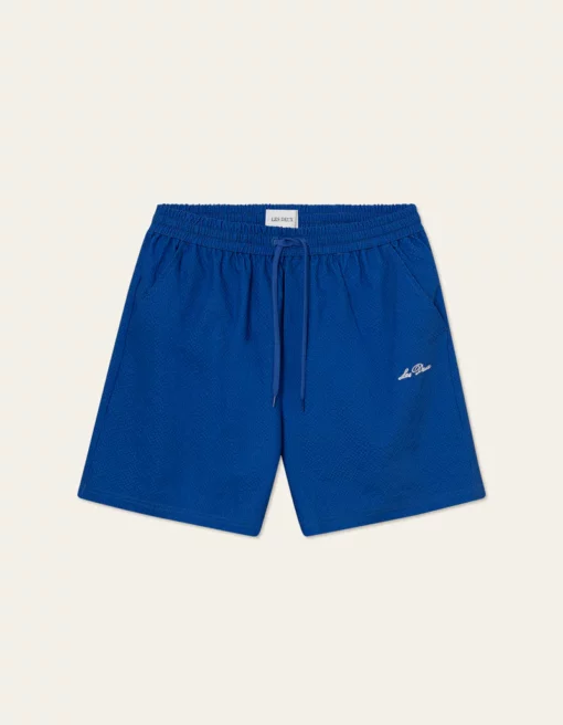 Les Deux Stan Seersucker Swim Shorts Surf Blue
