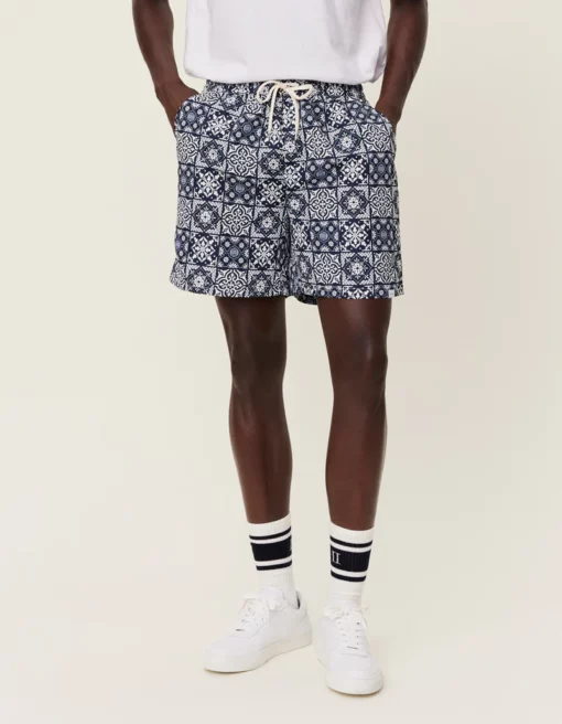 Les Deux Stan AOP Swim Shorts Light Ivory/Dark Navy
