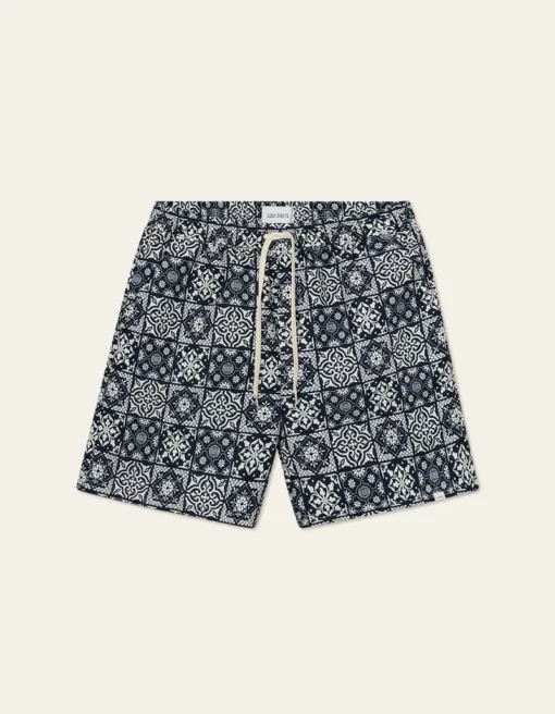 Les Deux Stan AOP Swim Shorts Light Ivory/Dark Navy