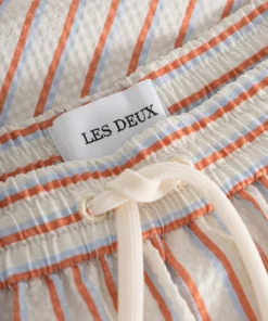Les Deux Stan Stripe Seersucker Swim Shorts Ivory/Baked Papaya