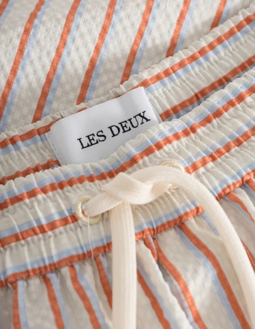 Les Deux Stan Stripe Seersucker Swim Shorts Ivory/Baked Papaya