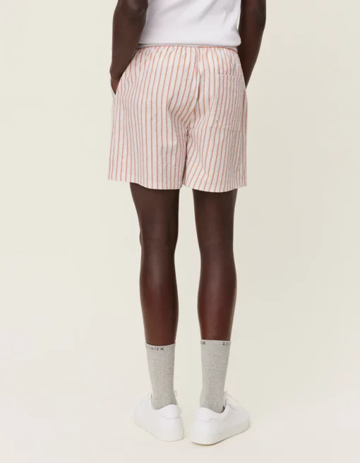 Les Deux Stan Stripe Seersucker Swim Shorts Ivory/Baked Papaya