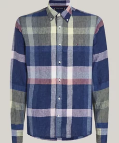 Tommy Hilfiger Linen Multi Check Shirt Carbon Navy / Multi