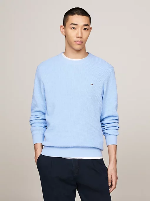 Tommy Hilfiger Waffle Knit Crew Vessel Blue