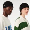 Lacoste Unisex Rib Knit Beanie Black