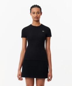 Lacoste Slim Fit Ribbed Cotton T-shirt Black