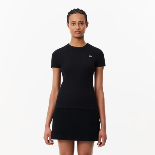Lacoste Slim Fit Ribbed Cotton T-shirt Black