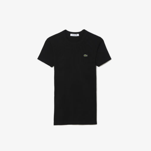 Lacoste Slim Fit Ribbed Cotton T-shirt Black