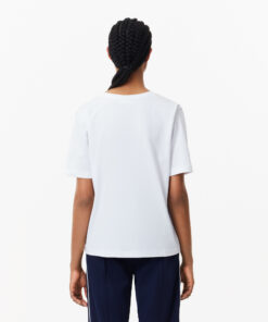 Lacoste Relaxed Fit Soft Cotton Jersey V-Neck T-shirt White