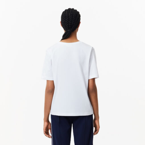 Lacoste Relaxed Fit Soft Cotton Jersey V-Neck T-shirt White