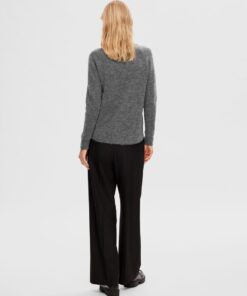 Selected Femme Lulu O-neck Knit Medium Grey Melange