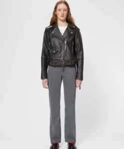 Nudie Jeans Greta Biker Leather Jacket Black