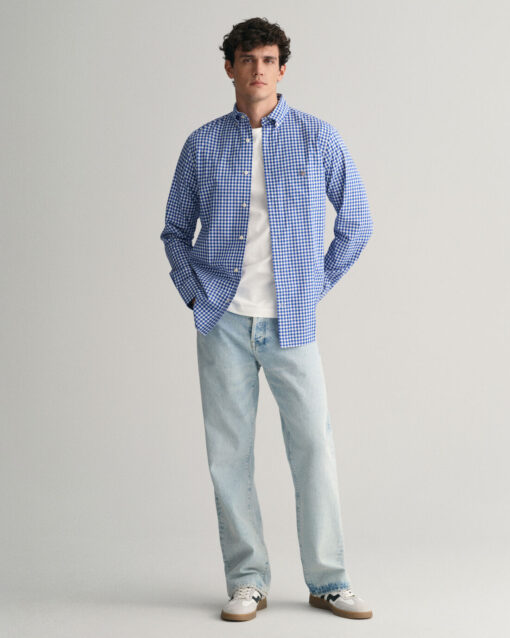 Gant Classic Poplin Gingham Shirt College Blue