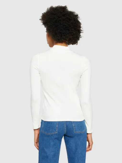 Knowledge Cotton Apparel Rib High Neck Ls Star White