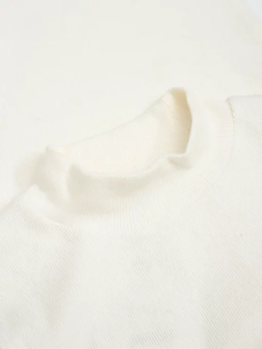 Knowledge Cotton Apparel Rib High Neck Ls Star White