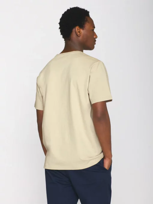 Knowledge Cotton Apparel Basic Badge Polo T-shirt Safari Melange