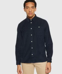 Knowledge Cotton Apparel Regular fit Corduroy Shirt Total Eclipse