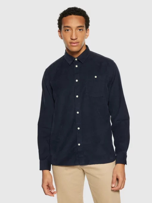 Knowledge Cotton Apparel Regular fit Corduroy Shirt Total Eclipse