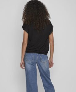 Vila Ellette Satin Top Black