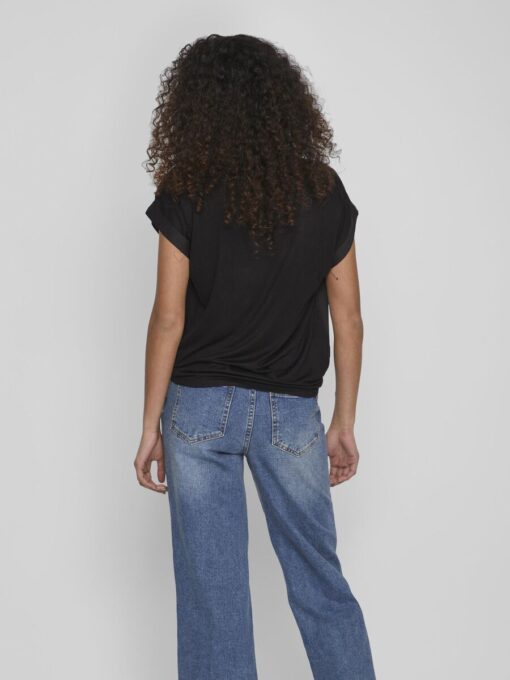 Vila Ellette Satin Top Black