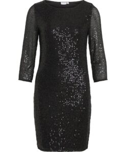 Vila Sparkling O-Neck Dress Black