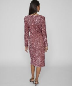 Vila Ylla Wrap Sequin Dress Old Rose