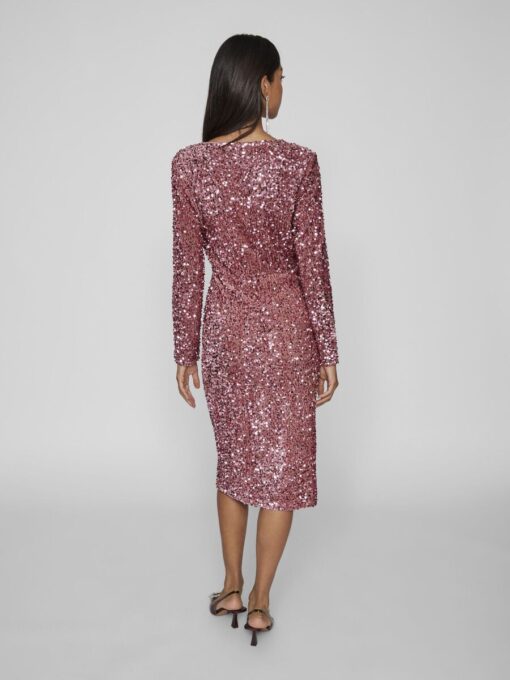 Vila Ylla Wrap Sequin Dress Old Rose