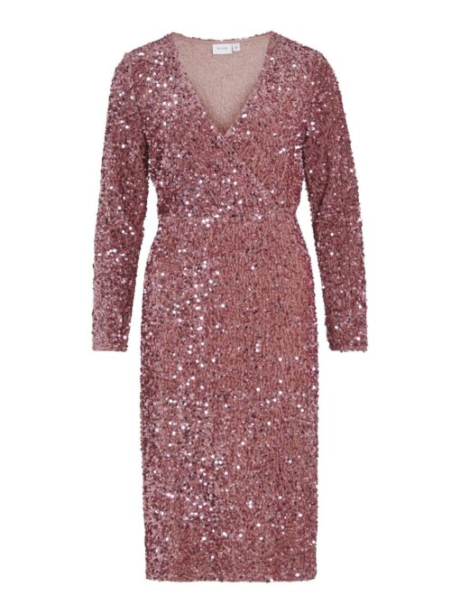 Vila Ylla Wrap Sequin Dress Old Rose