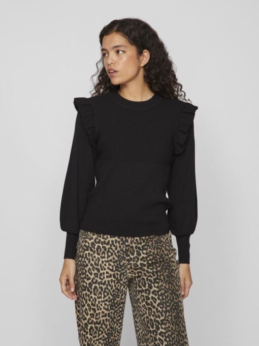 Vila Neira Rib Knit Top Black