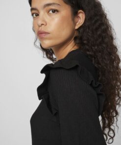 Vila Neira Rib Knit Top Black