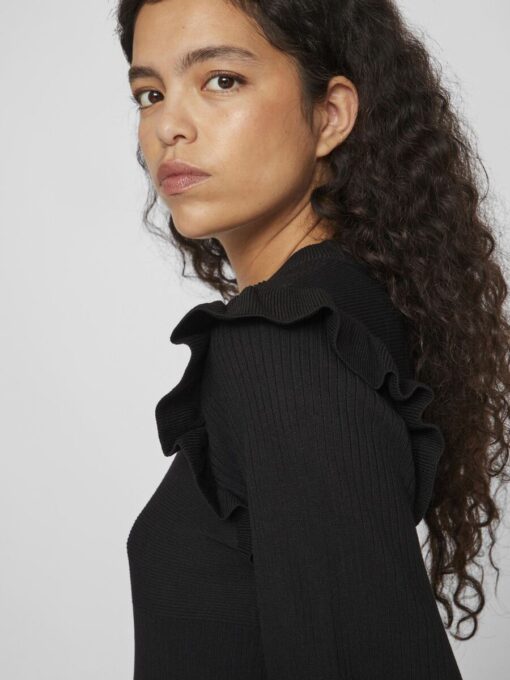 Vila Neira Rib Knit Top Black