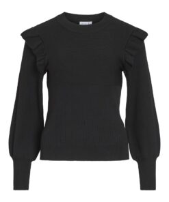Vila Neira Rib Knit Top Black