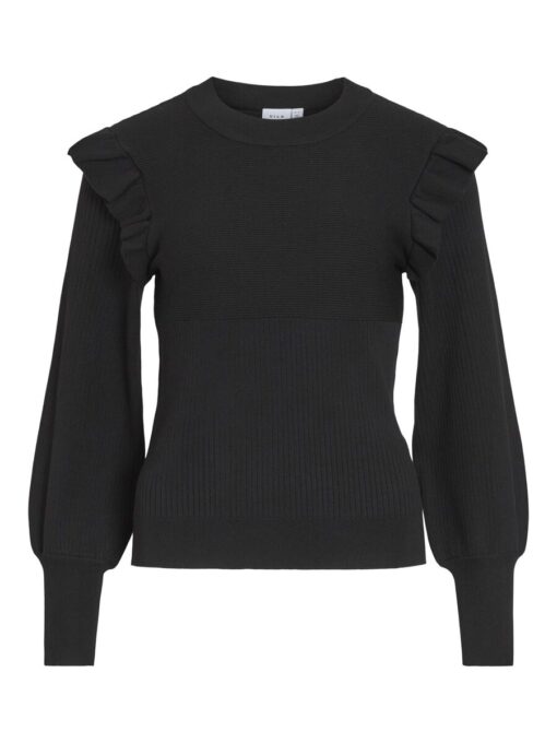 Vila Neira Rib Knit Top Black