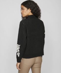 Vila Cilia High Neck Jaquard Sweater Black