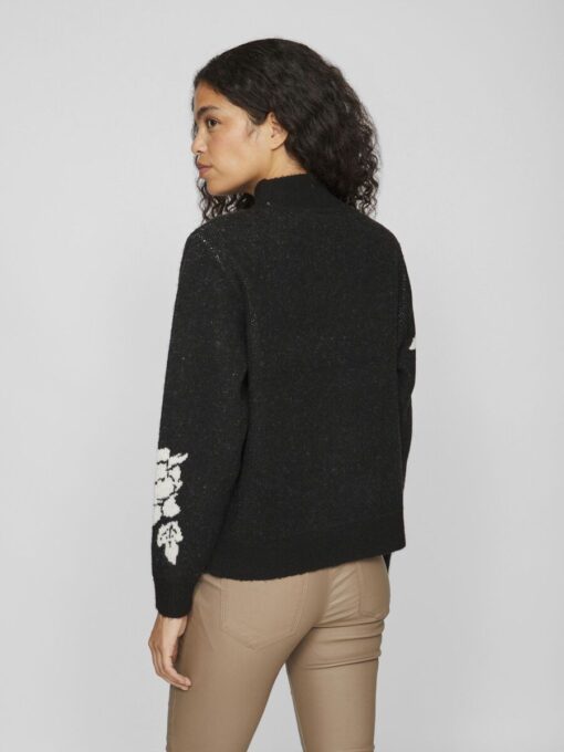 Vila Cilia High Neck Jaquard Sweater Black