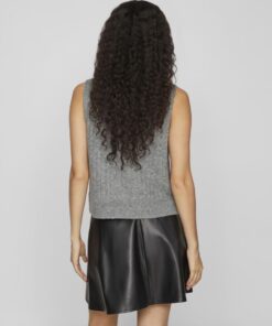 Vila Beluna High Neck Knit Vest Medium Grey Melange