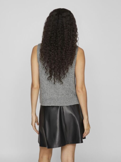 Vila Beluna High Neck Knit Vest Medium Grey Melange