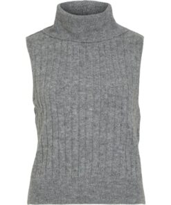 Vila Beluna High Neck Knit Vest Medium Grey Melange