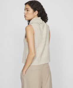 Vila Beluna High Neck Knit Vest Natural Melange
