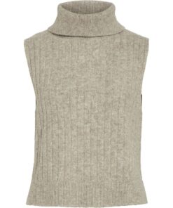 Vila Beluna High Neck Knit Vest Natural Melange