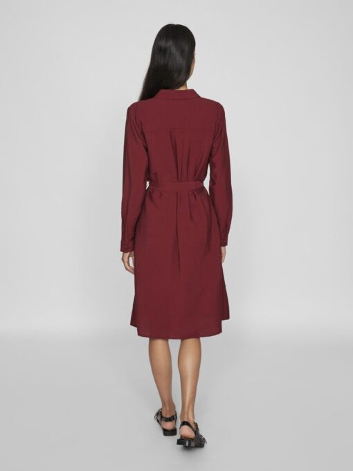 Vila Domira Shirt Knee Dress Cabernet