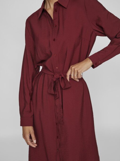 Vila Domira Shirt Knee Dress Cabernet