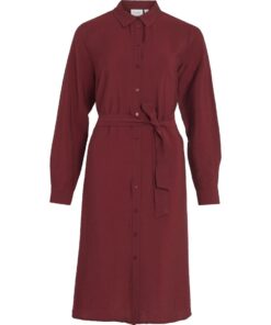Vila Domira Shirt Knee Dress Cabernet