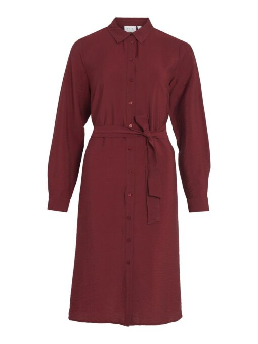 Vila Domira Shirt Knee Dress Cabernet