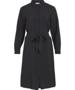 Vila Domira Shirt Knee Dress Black Beauty